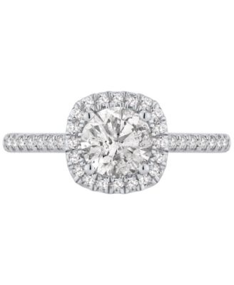 GIA Certified Diamond Halo Engagement Ring (1 ct. t.w.) in 14k White Gold