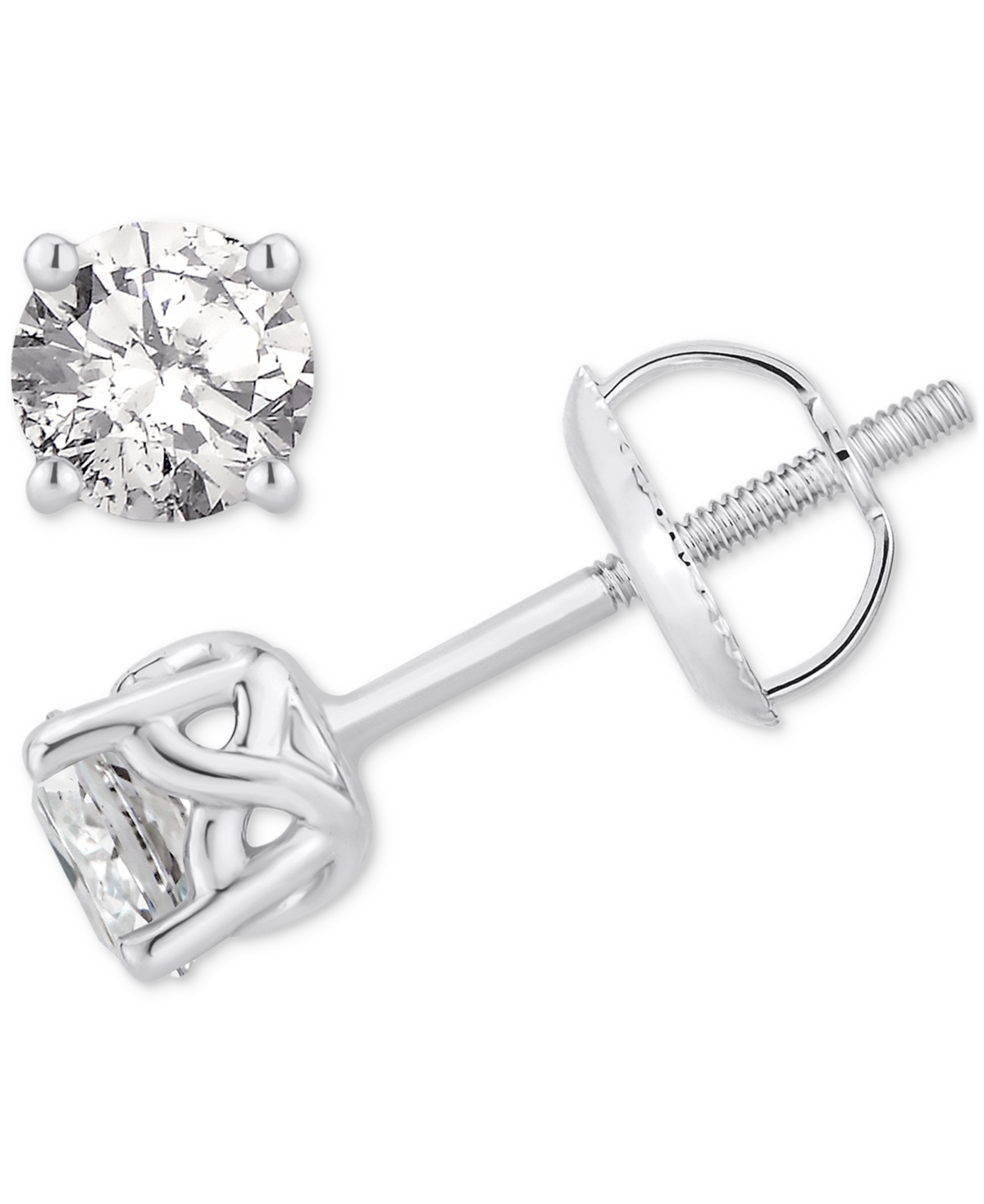 Gia Certified Diamond Stud Earrings (1/2 ct. t.w.) in 14k White Gold - White Gold