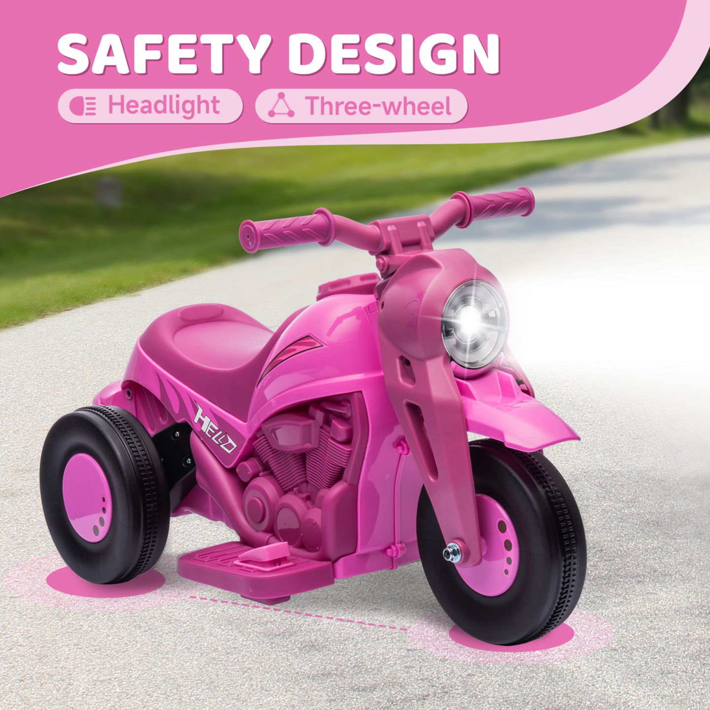 Детская игрушка Qaba Ride-On Motorcycle with 6V Battery, Bubble & Music, 66 lb Capacity, Ages 2+, цвет: Розовый — фото 5