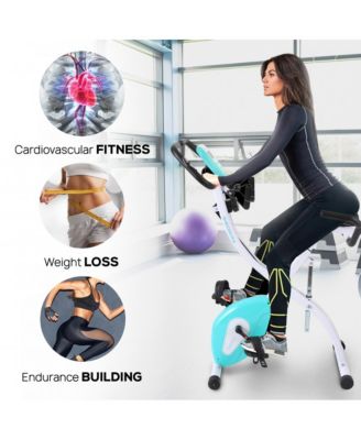 Folding Digital Exercise Bike with Pulse Monitor and Resistance Bands