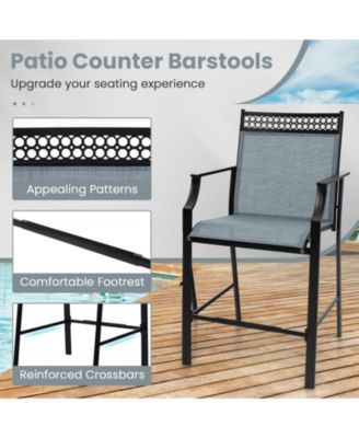 Outdoor Counter Stools Set of 2 Heavy-Duty Barstools with Footrest and Armrests