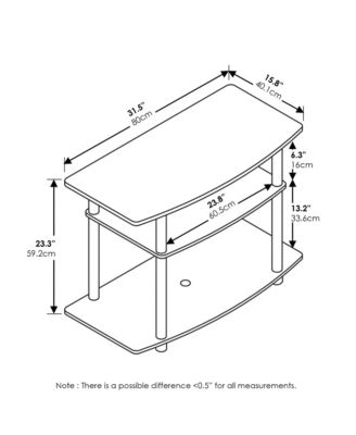 1-Pc TV Stand Composite Wood No-Tools Assembly 3-Tier Entertainment Center