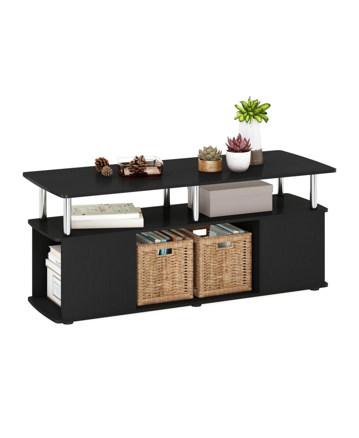 Furinno Modern Tv Stand Media Entertainment Center for Tv's up To w/Open Storage Compartment for Living Room&Bedroom- Americano