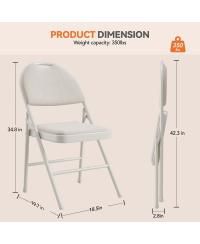 2 Pack, Portable Metal Chairs  Folding Chairs  with Cushions and Non-Slip Feet Pads for Home and Office