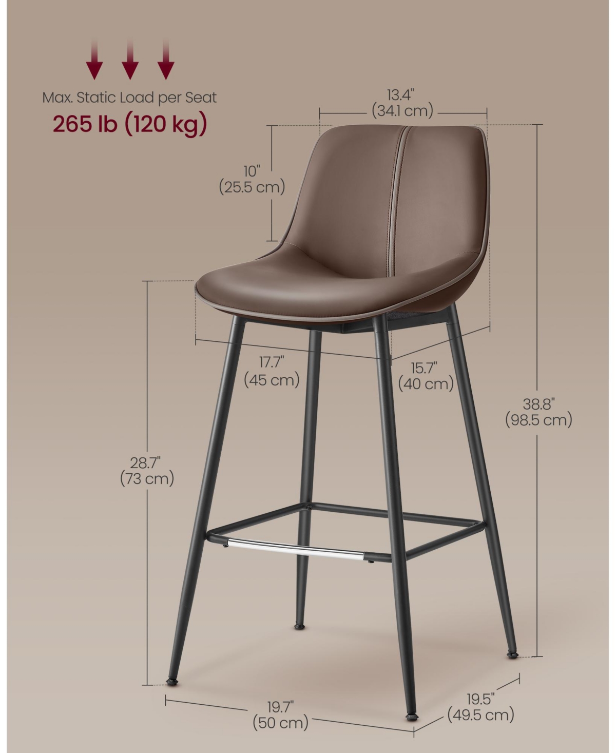 Slickblue Bar Stools Counter Height Stools with Back for Comfortable Seating and Modern Style