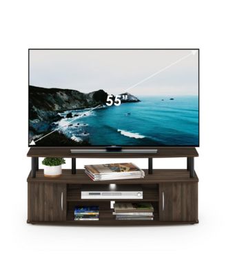 Modern TV Stand Media Entertainment Center for TV's up To 55" w/2-Door Storage Cabinet,Columbia Walnut/Black