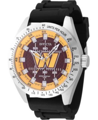 Men's 47866 NFL Washington Commanders Quartz Multifunction Dark Red, Yellow Dial Watch