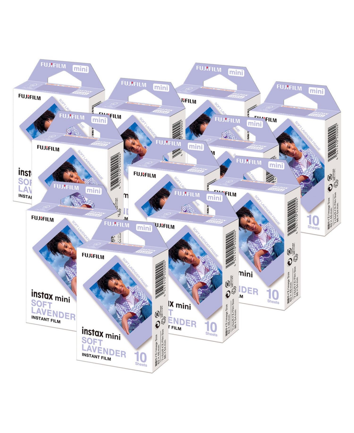 Fujifilm Instax Mini Soft Lavender Instant Print Film 10 Pack Bundle