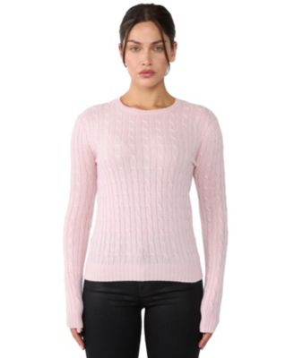 Women's 100% Cashmere Cable-knit Long Sleeve Pullover Crew Neck Sweater