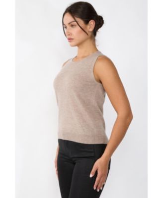 Women's 100% Cashmere Tank Tops Sleeveless Crewneck Sweater Vest