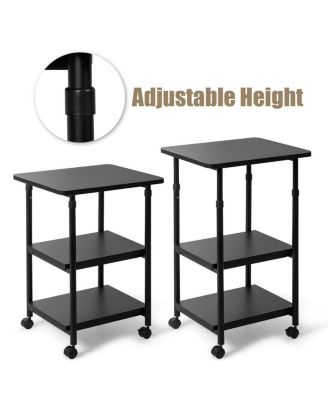 3-tier Adjustable Printer Stand with 360&amp;#xB0; Swivel Casters