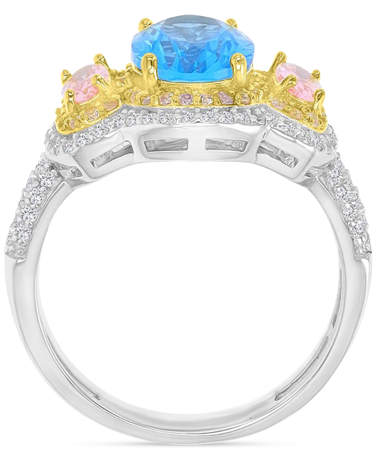 Macy's Multicolor Cubic Zirconia Ring In Sterling Silver & 14k Gold In Silver