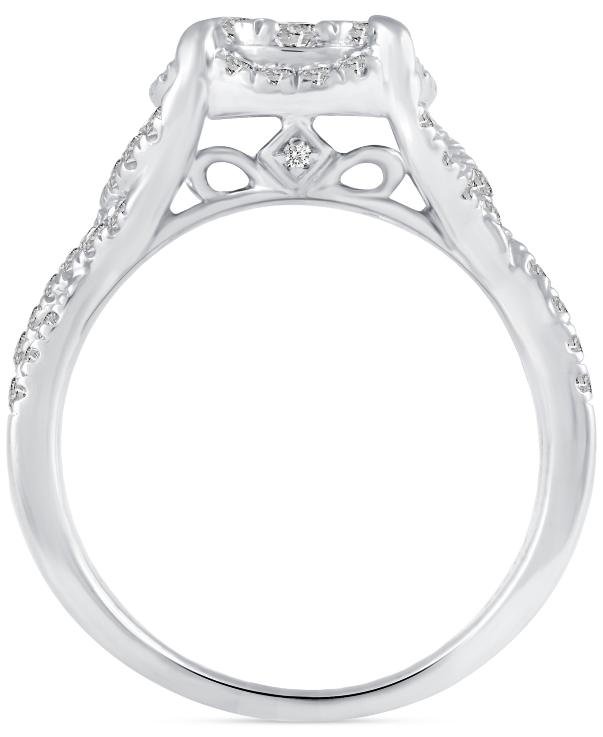 Macy's Diamond Cluster Engagement Ring (3/4 Ct. T.w) In 14k White Gold In White Gold