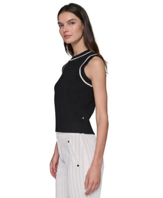 Women's Contrast-Trim Sleeveless Sweater