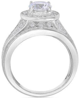 Cubic Zirconia Halo Tapered Split Shank Bridal Set