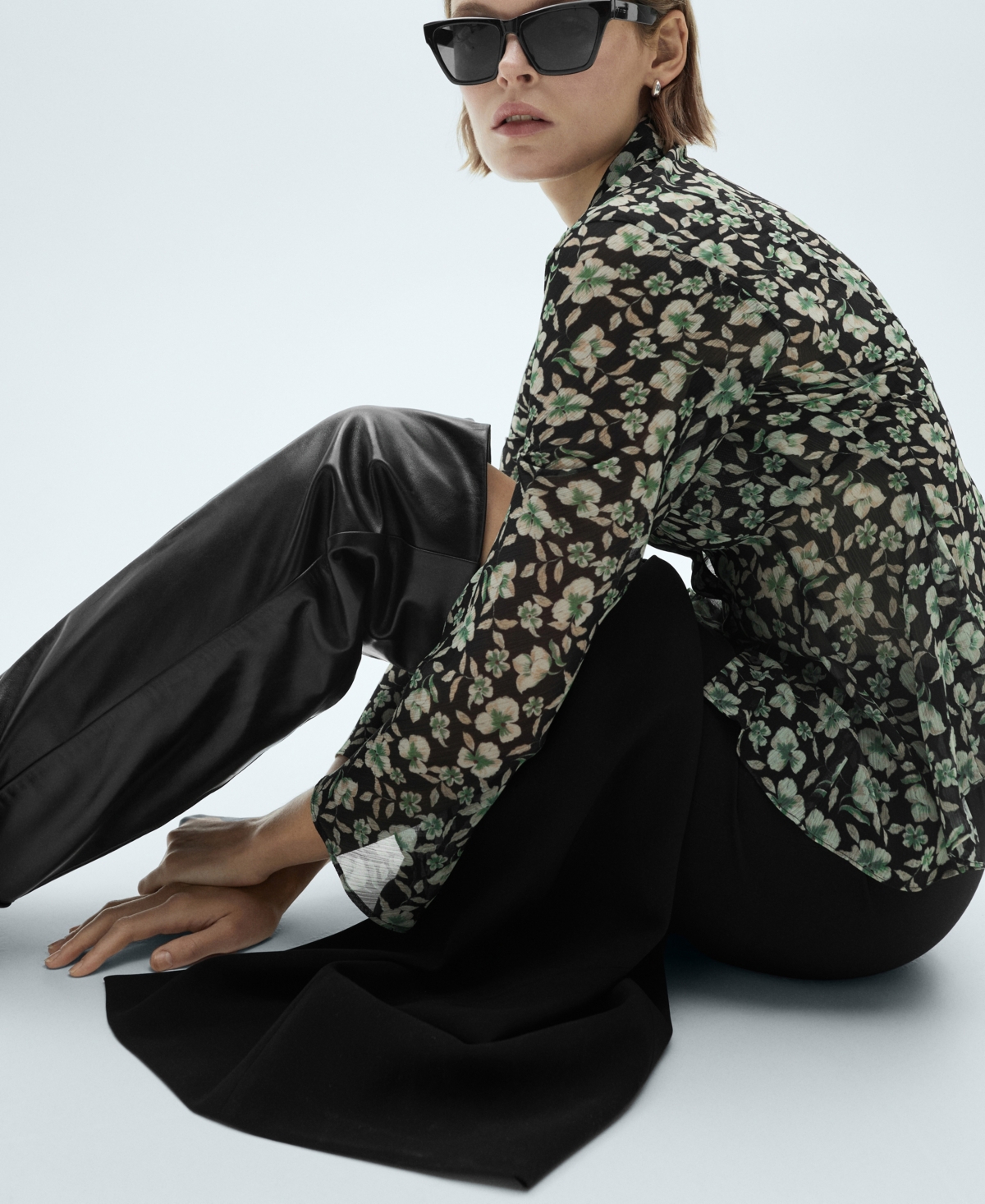 Mango Women's Floral Chiffon Shirt