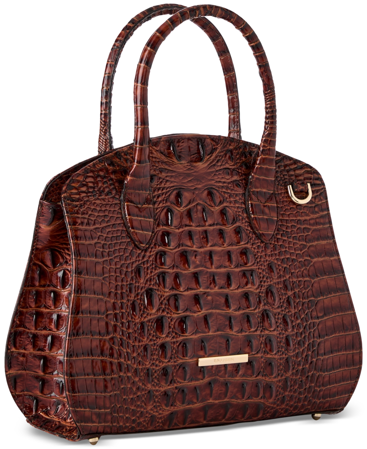 Brahmin Rosetta Melbourne Medium Leather Satchel Bag In Pecan