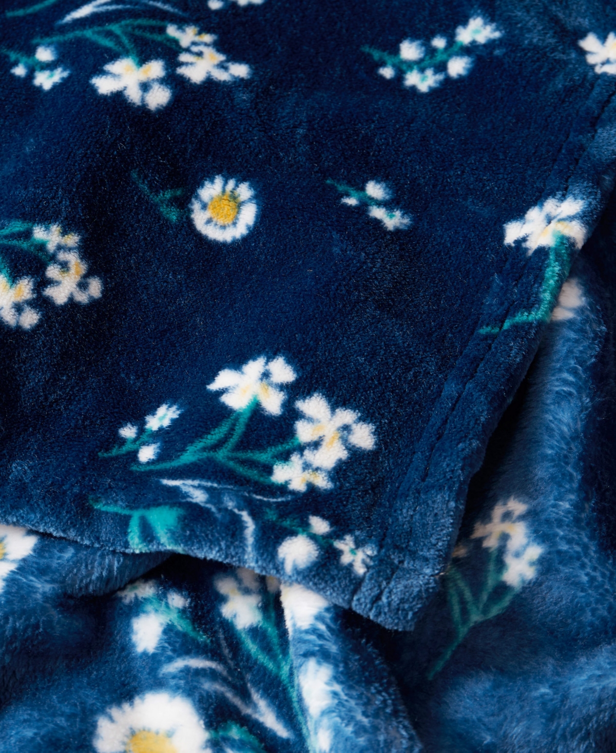 Shop Lucky Brand Daisy Floral Cozy Plush Blanket, Twin/twin Xl In Navy