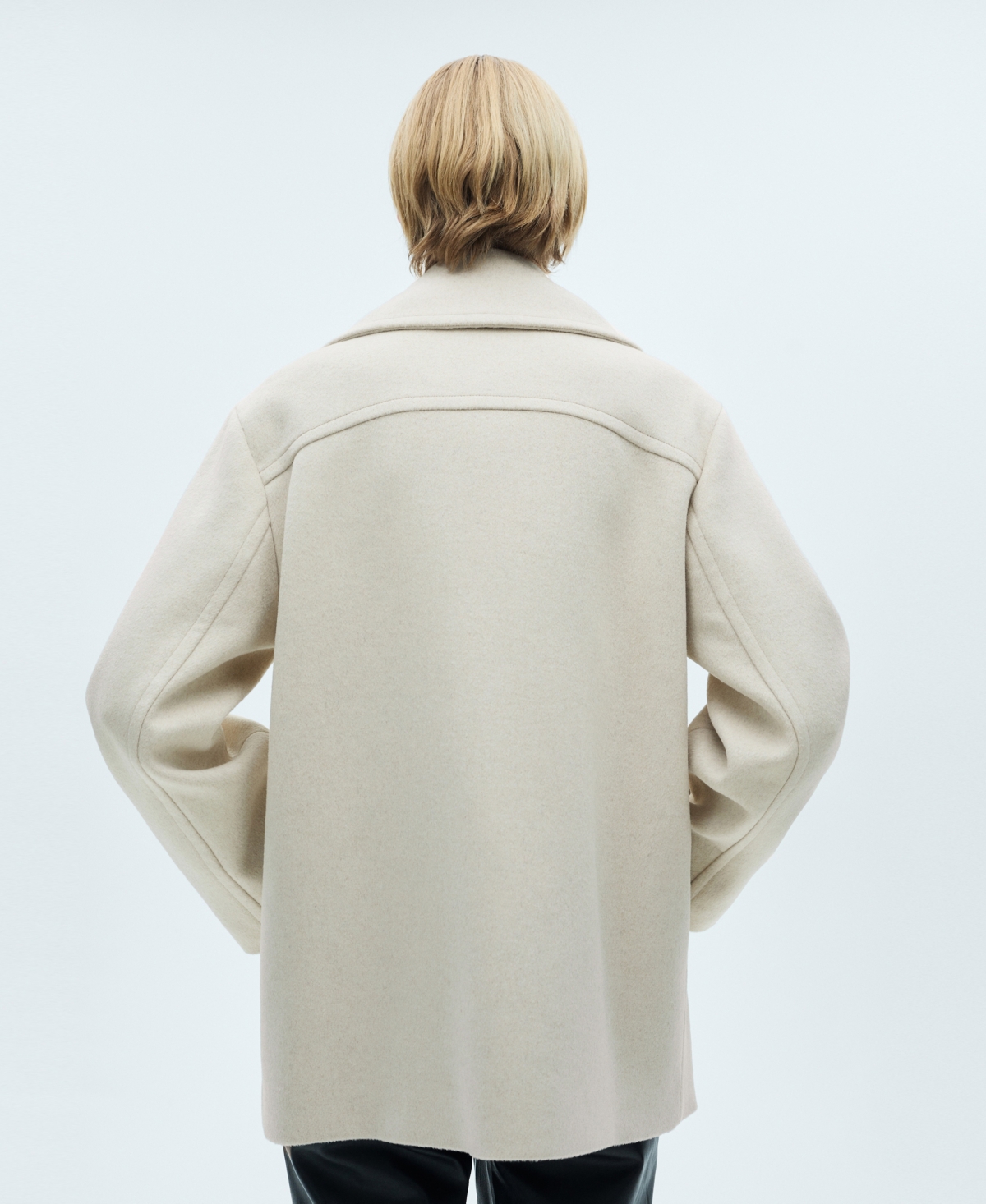 Mango Women's Buttons Detail Wool Double-Breasted Coat - Pastel Gray