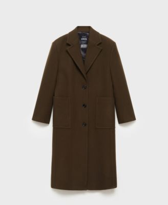 MANGO Women's Pockets Detail Virgin Wool Coat - Macy's
