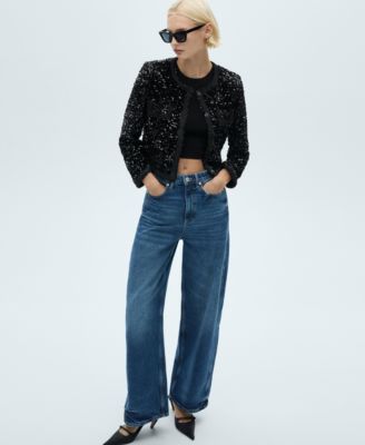 Women's Pockets Detail Sequin Jacket