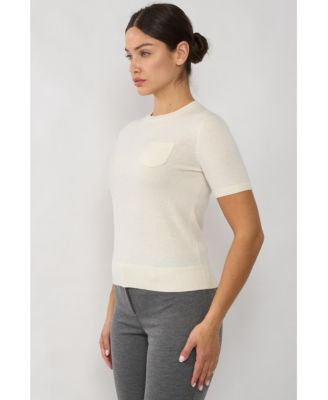 Women's 100% Cashmere Crewneck Short Sleeve Sweater