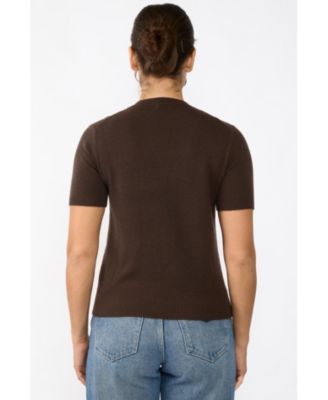 Women's 100% Cashmere Crewneck Short Sleeve Sweater