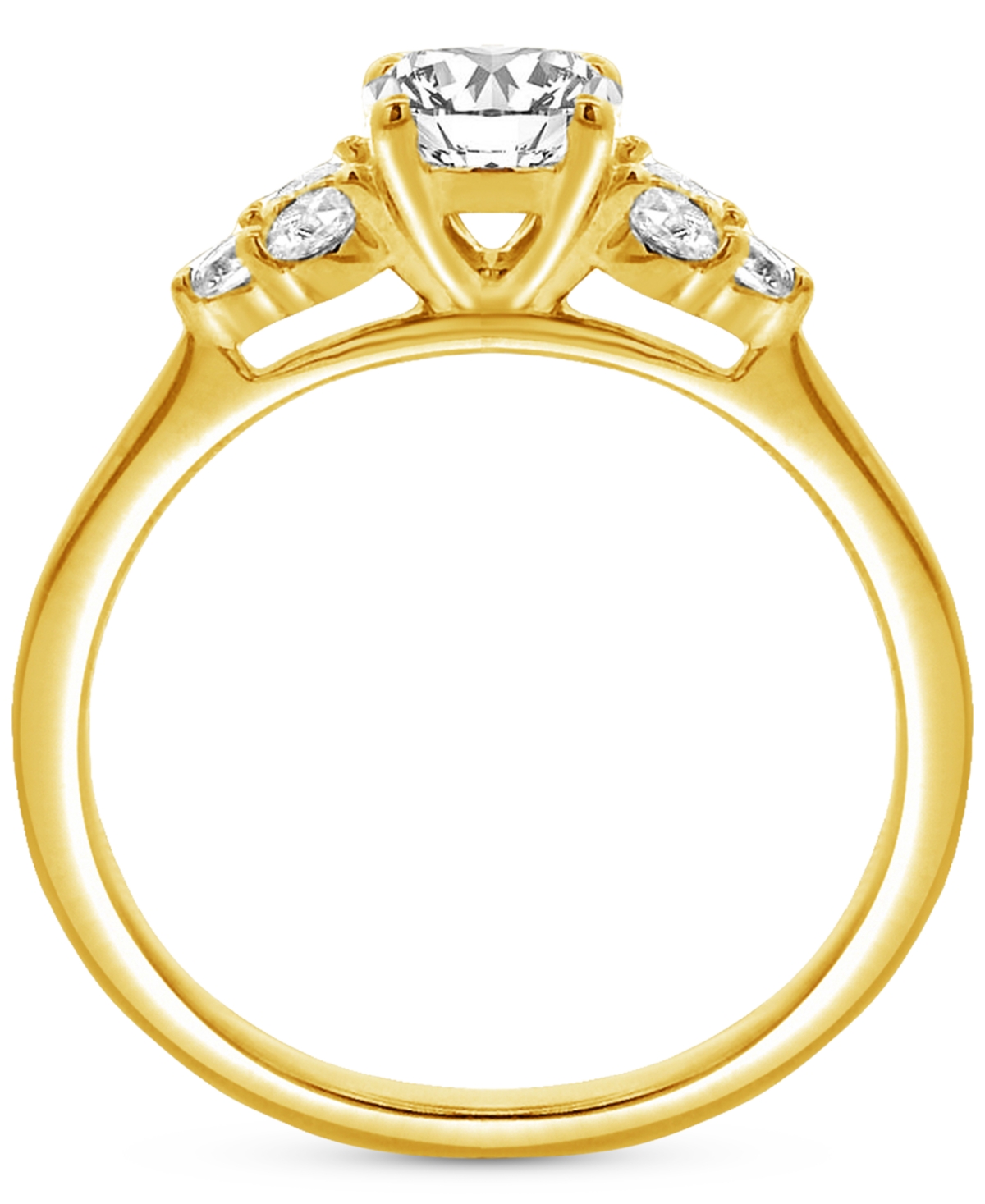 Macy's Diamond Shoulder Cluster Engagement Ring (1 Ct. T.w.) In 14k Gold In Yellow Gold