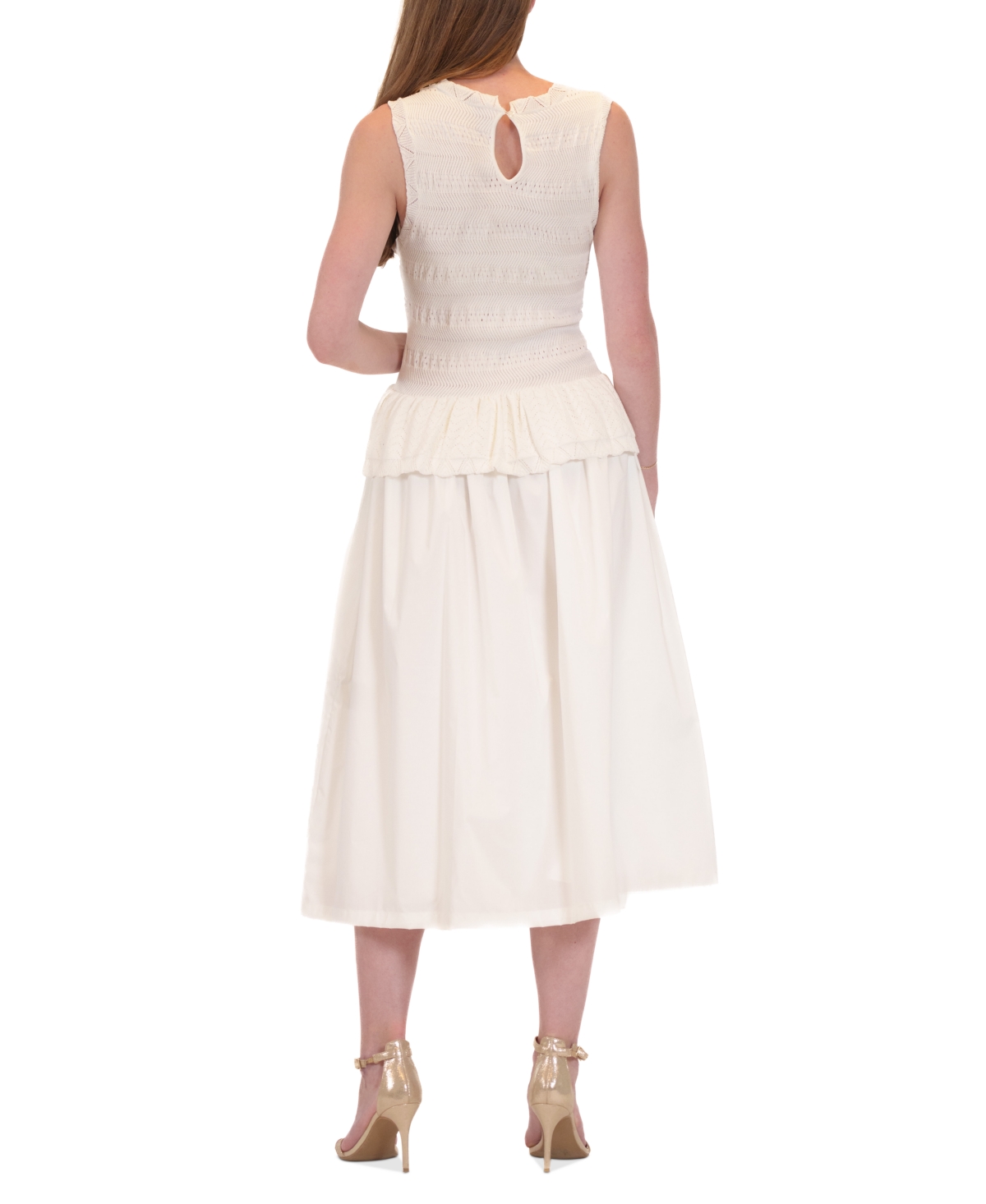 julia jordan Women's Scoop-Neck Sleeveless Mixed-Media Dress
