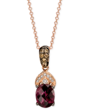 image of Le Vian Raspberry Rhodolite Garnet and Diamond (1-5/8 ct. t.w.) Pendant Necklace in 14k Rose Gold