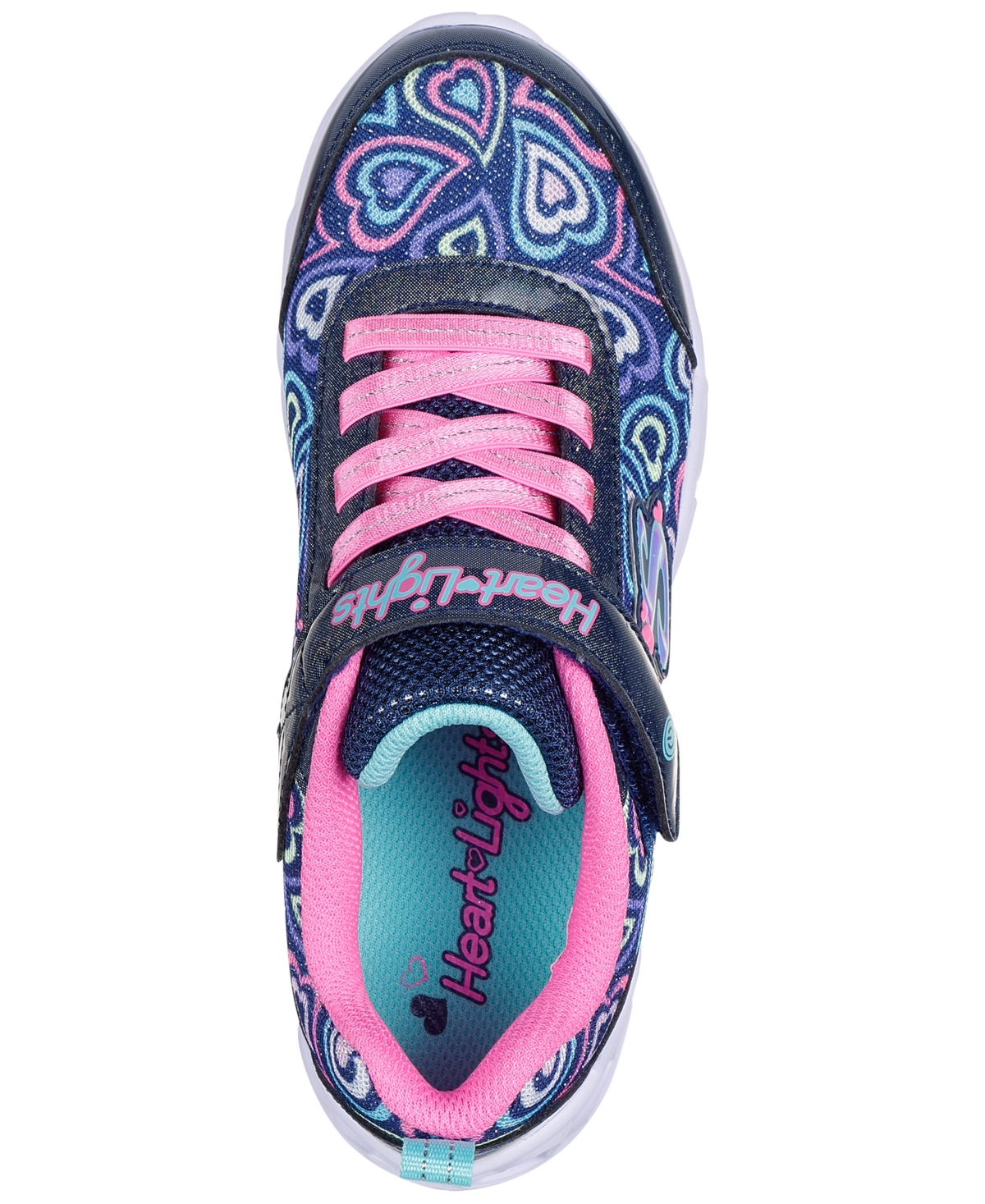 Skechers Little Girls Heart Lights In Navy,multi