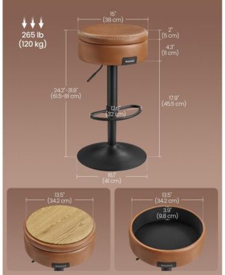 360° Swivel Bar Stool Height Adjustable Barstool with Built-In Storage for Modern Convenience