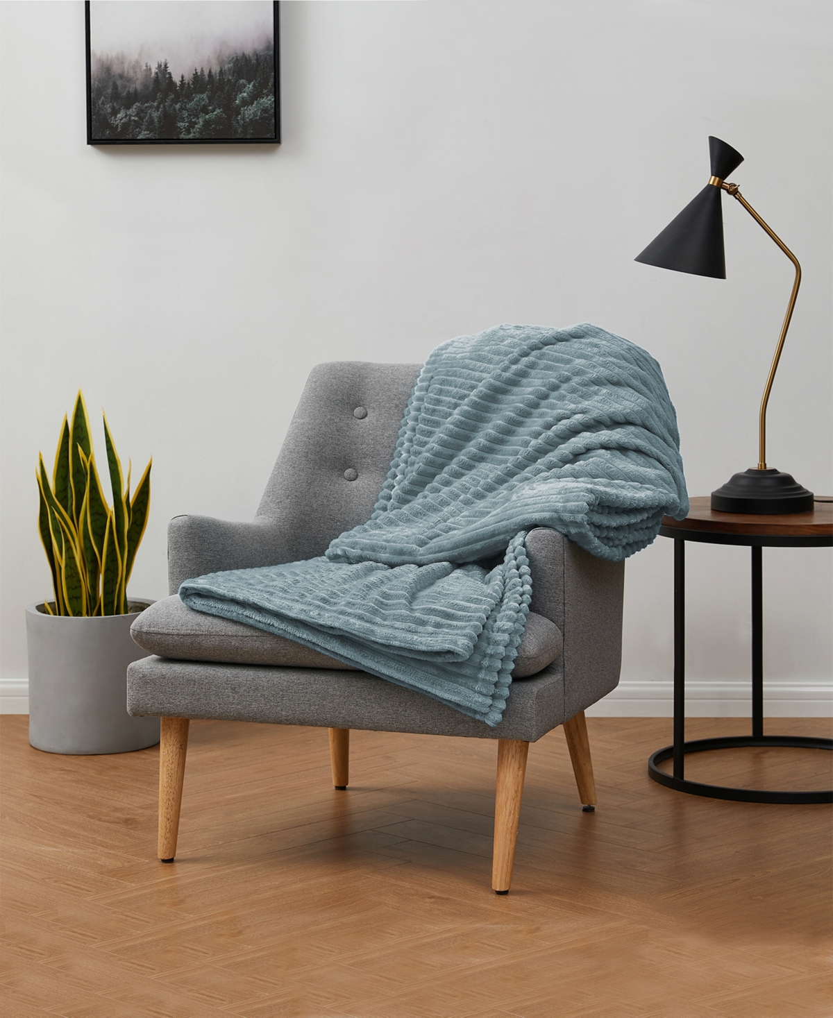 Nestl Cut Plush Lightweight Super Soft Luxury Bed Throw, 50" X 60" In Stone Blue