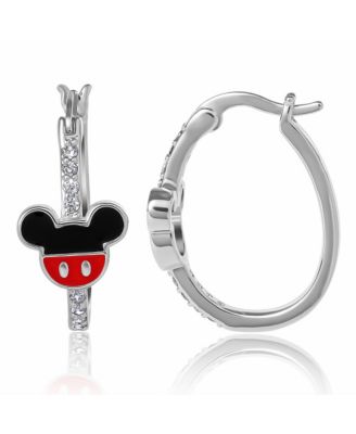Mickey Mouse Cubic Zirconia Hoop Earrings