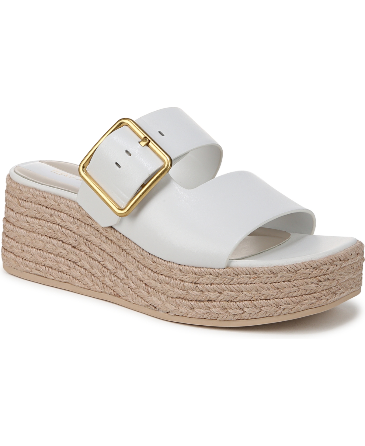 FRANCO SARTO WOMEN'S TAZIANA OPEN SQUARE TOE ESPADRILLE SLIDE PLATFORM SANDALS 