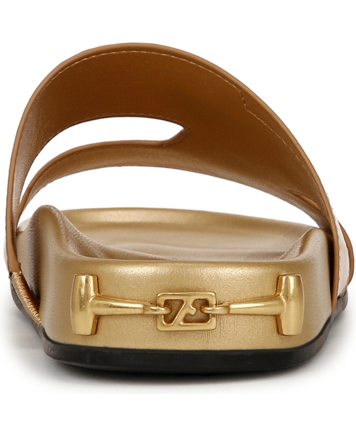 Shop Franco Sarto Women's Britt Open Toe Slide Sandals In Gold Faux Leather