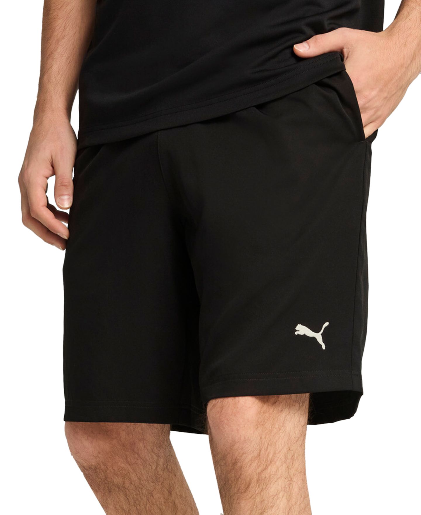 Мужские шорты Puma Woven Logo Regular-Fit Shorts, 9" Inseam, цвет: Чёрный — фото 1