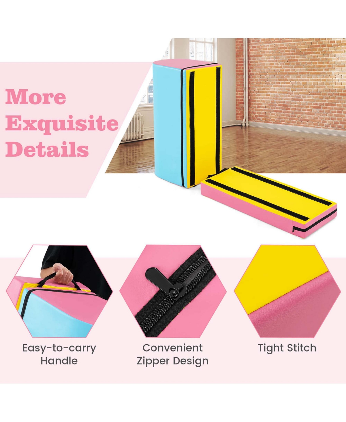 Costway Mailbox Tumbling Mat Gymnastics Vaulting Box with Detachable Mat & Carrying Handle