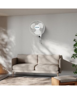 Classic 16 Inch 90 Degree Oscillating 3 Speed Wall Mounted Fan, White