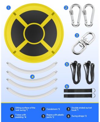 43" Saucer Tree Swing for Kids Adult, Waterproof Flying Saucer Swing with Adjustable Hanging Straps, Swing Seats for Backyard Outdoor Indoor Playground