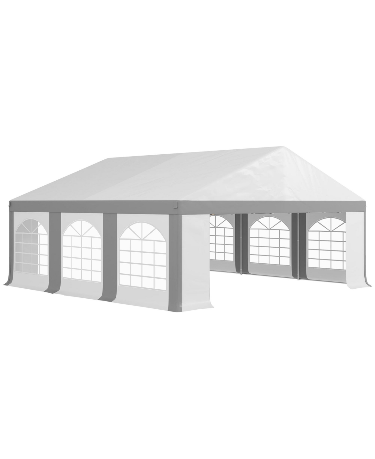 Outsunny 20' x 20' Heavy-duty Large Wedding Tent with Sidewalls - White and gray