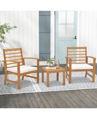 3 Pieces Outdoor Furniture Set with Soft Seat Cushions