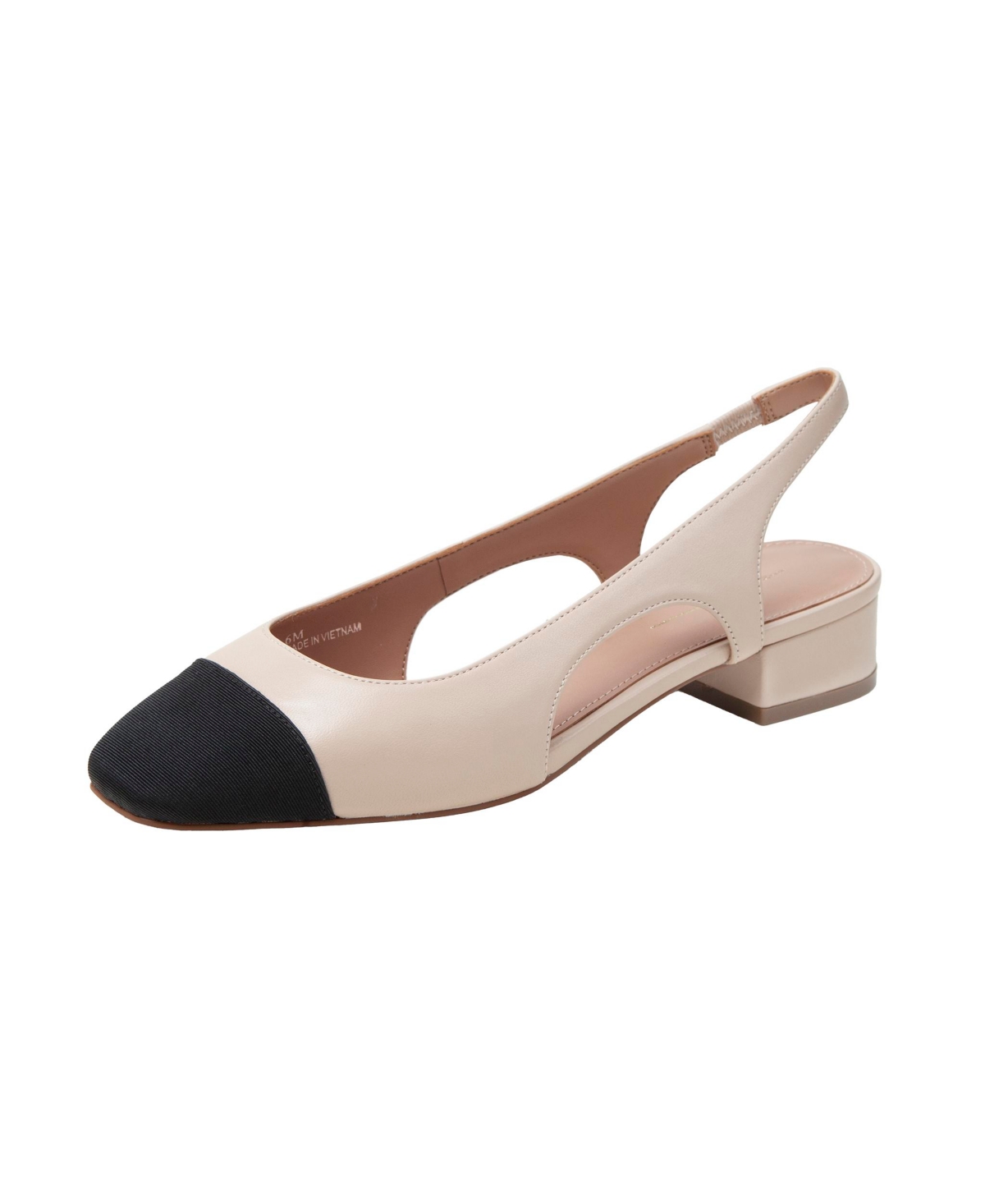 Charley Cap Toe Chop Out Pumps - Sand/black nappa/grossgrain