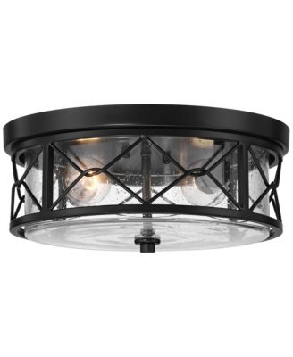Quincy Industrial Seeded Glass 2-Light Flush-Mount Ceiling Fixture