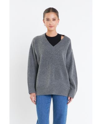 Women's V Neckline Oversized Sweater