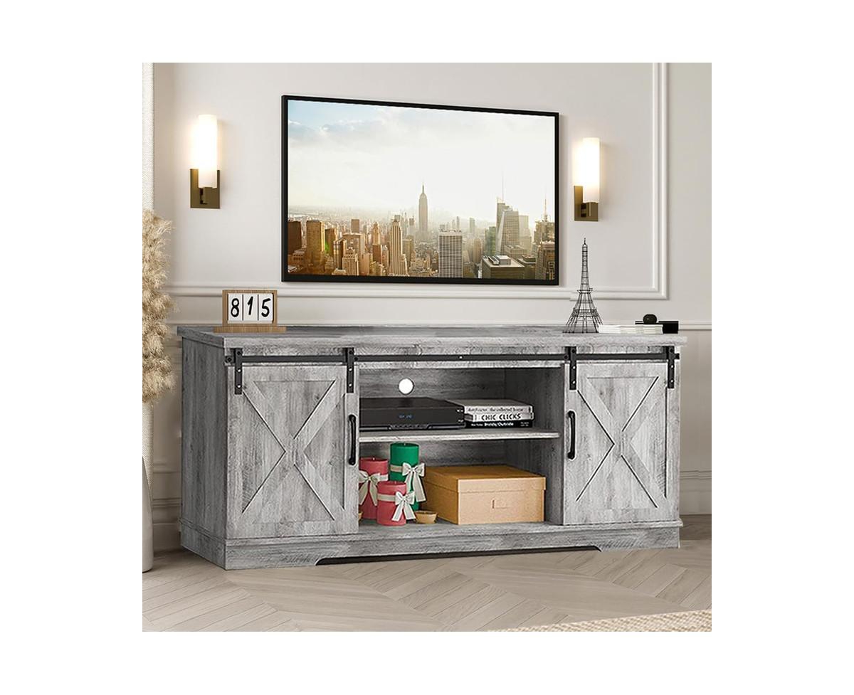 gaomon Farmhouse Tv Stand for 65 Inch Tv Entertainment Center Tv Media Console Cabinet, Tv Stand with Storage, Barn Doors and Shelves, Tall Modern Tv