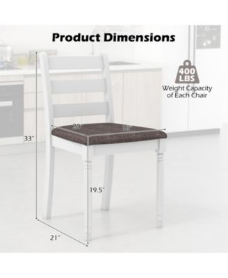 Set of 2 Rubber Wood Dining Chairs with Upholstered Seat