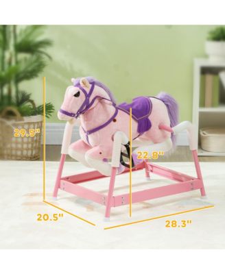 Spring Rocking Horse, Kids Ride on Horse w/ Saddle,
