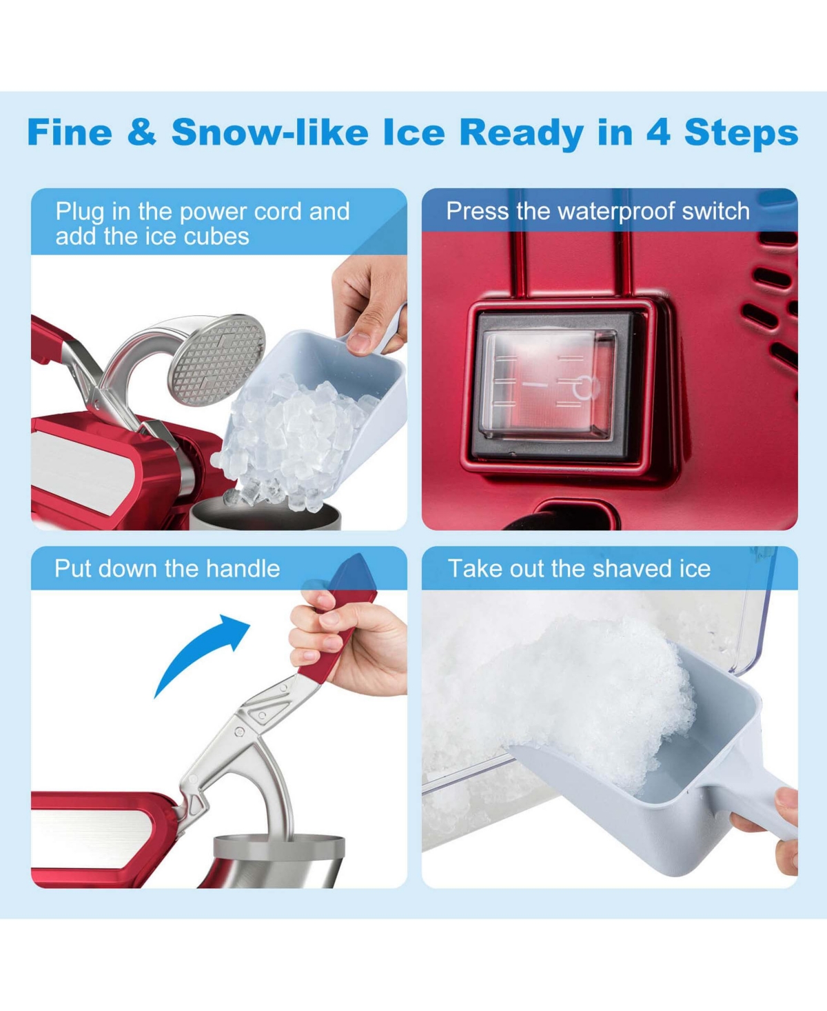 Costway 660LBS/H Commercial Ice Crusher with Dual Blades Safety On/Off Switch for Home