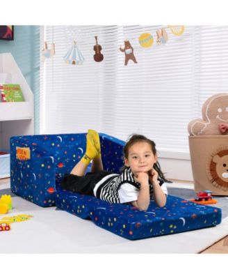 2-in-1 Convertible Kids Sofa with Velvet Fabric